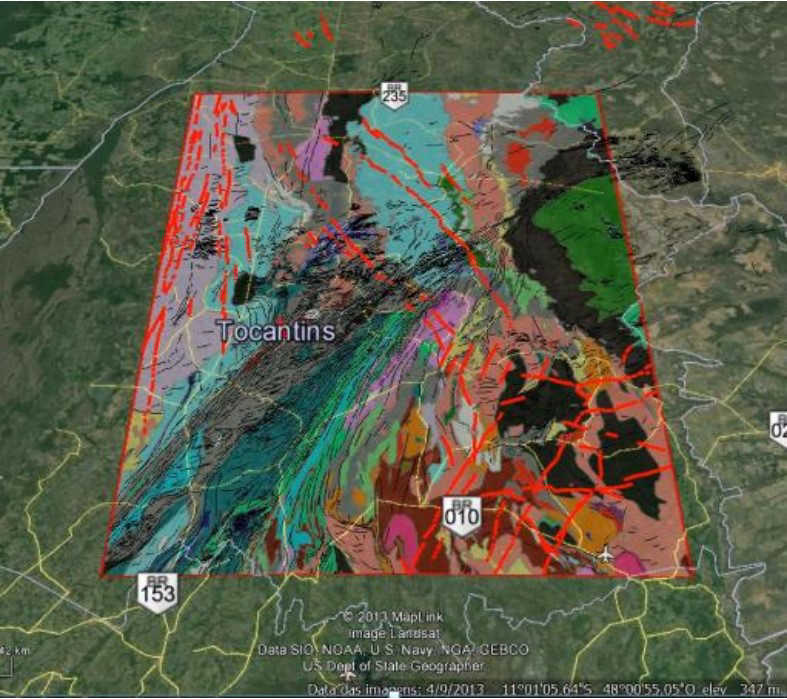 Figura 9. Mapa geológico integrado ao SIG.